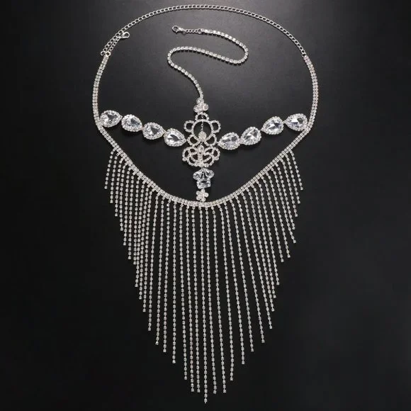 Crystal Tassel Face Mask Rhinestone Masquerade Jewelry for Women Halloween Party - Picture 5 of 6